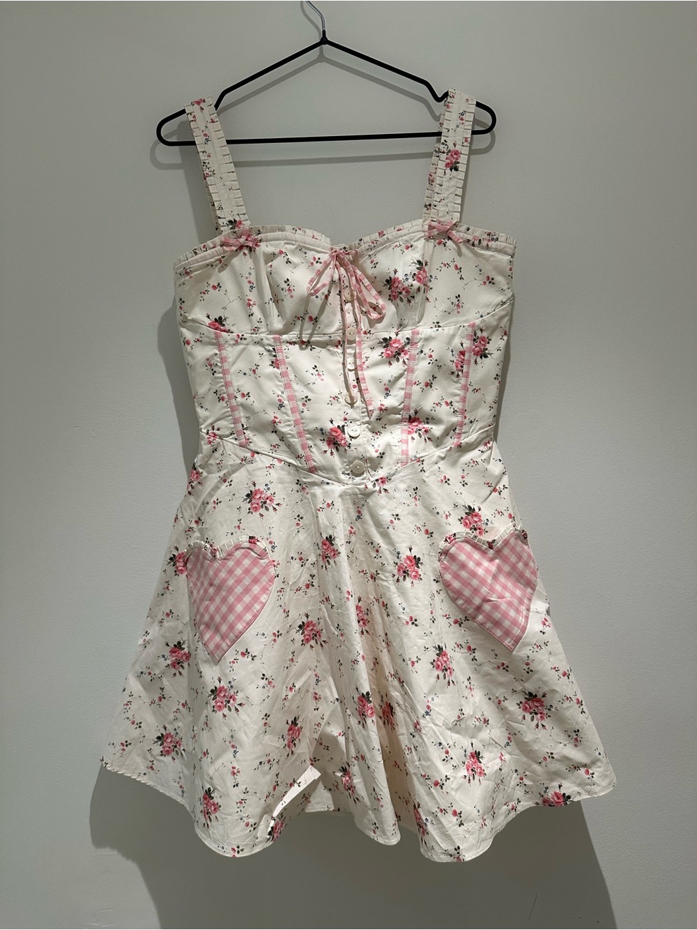 House of CB Marianella Rose Floral Heart Pocket Mini Dress L - Picture 3 of 7